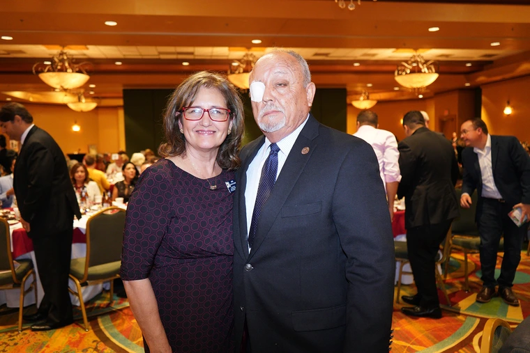 MAS Department Head, Dr. Anna O'Leary and Macario Saldate (2018 Honoree)